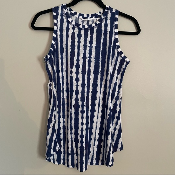 Athleta Blue & White Tie Dye Breezy Racerback Tunic Tank Top Size xs - Picture 7 of 7